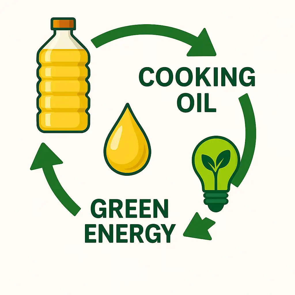 Cooking oil recycling infographic showing renewable energy benefits- biccompany