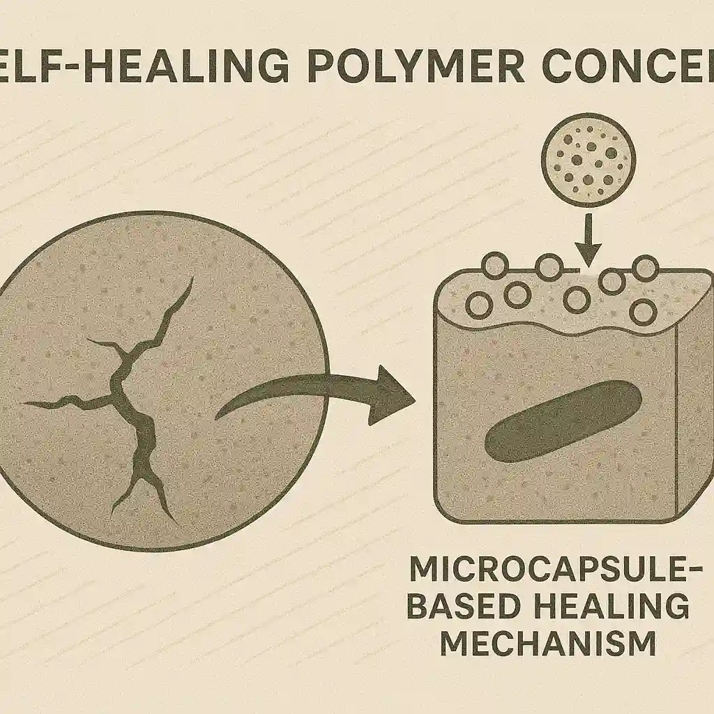 Scientific illustration of self-healing polymer mechanisms