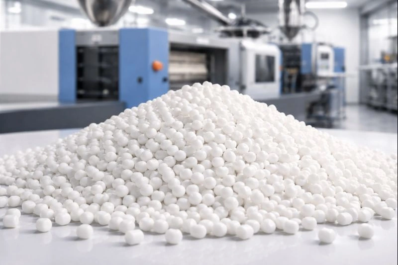 Polymer compound pellets for manufacturing processes